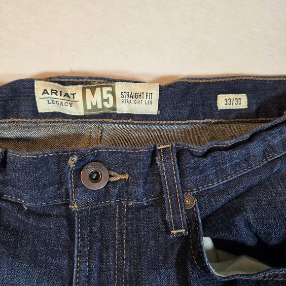 Ariat Jeans Mens 33x30 Blue M5 Legacy Straight Leg Dark Wash Western Cowboy - Picture 4 of 8